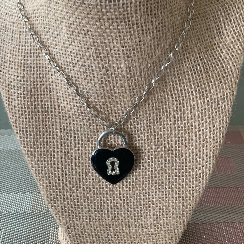 Girls Black Heart Necklace